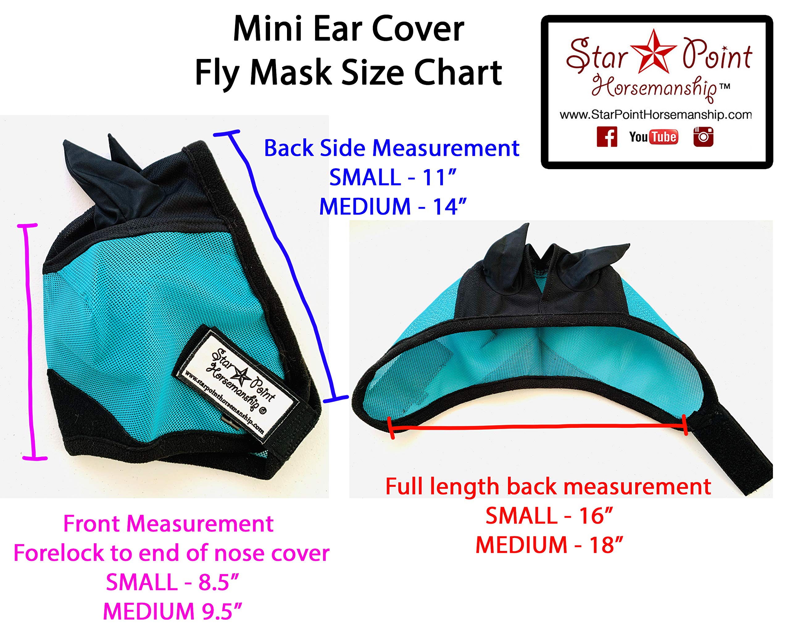 Miniature Horse Ear Cover Fly Mask (Small 28-32, Purple/Black)
